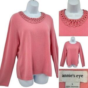 Annie's Eye 100% Cashmere Soft Pink Sweater with Removable Rhinestone Collar